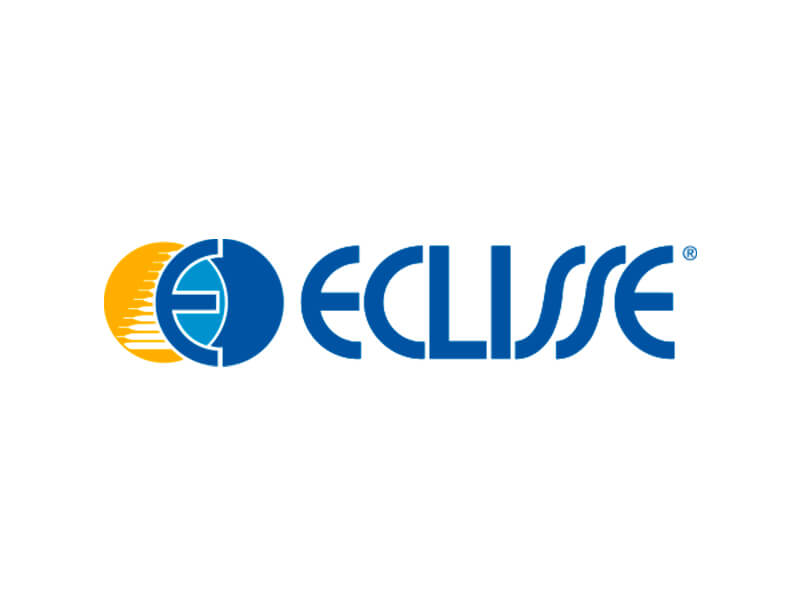 Logo Eclisse: un cerchio blu copre parzialmente un cerchio arancione.