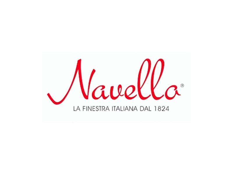Logo Navello, scritta rossa, "LA FINESTRA ITALIANA DAL 1824".